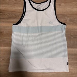 Quiksilver Men's Tank Top T-Shirt Stripe Tijuana White Grey Sleeveless Tee